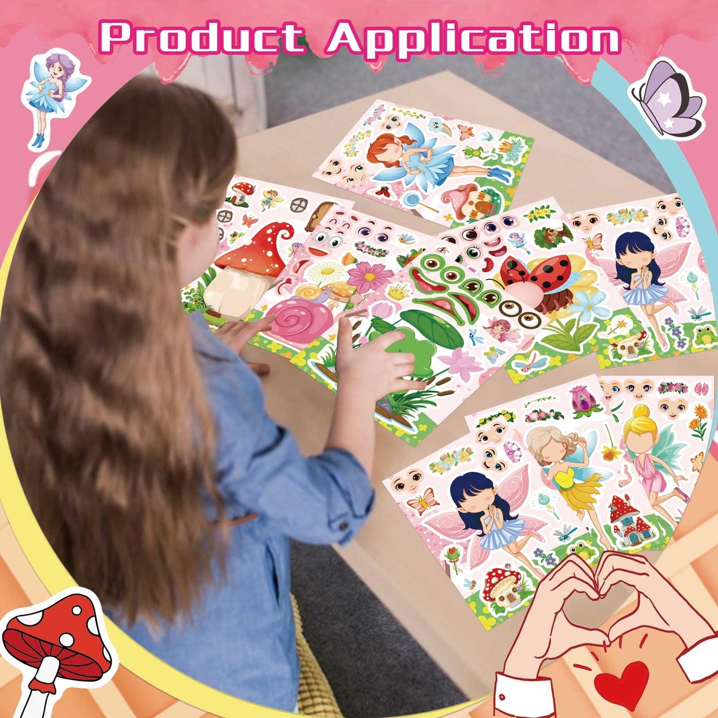 OTAITY 24 PCS Fairy Stickers for Kids – 8 Unique Designs for Party Favors & DIY Crafts