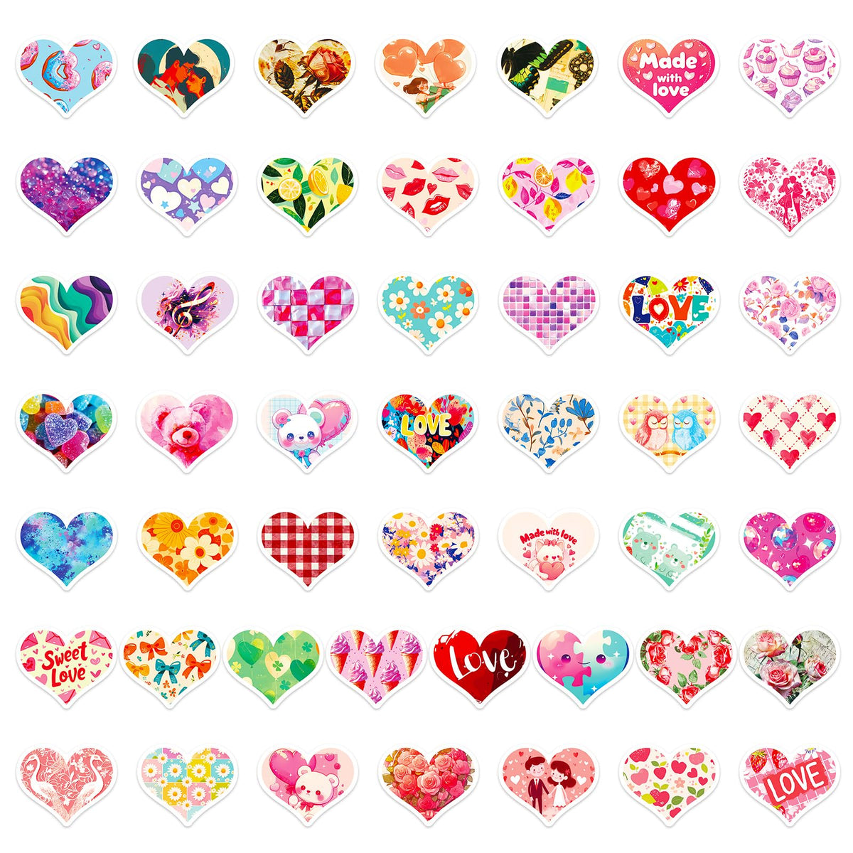 OTAITY 300 Pcs Valentine's Day Stickers - Waterproof Pink Heart Vinyl for Water Bottles, Laptops & Gifts