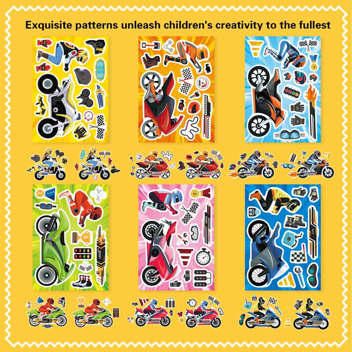 OTAITY 24 Sheets Motorcycle Stickers for Kids – Motocross Craft Set
