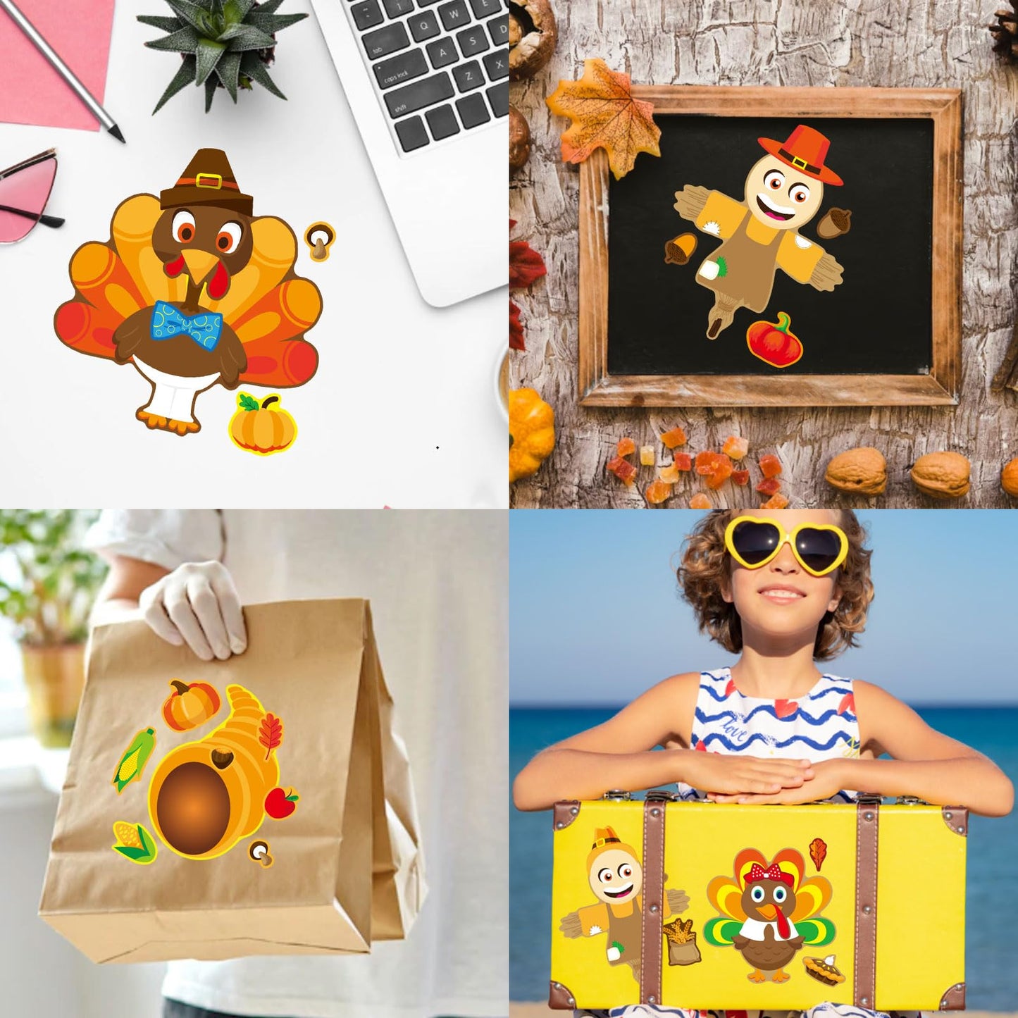 OTAITY 40 Sheets Thanksgiving Turkey Stickers for Kids | Create Your Own Turkey Faces