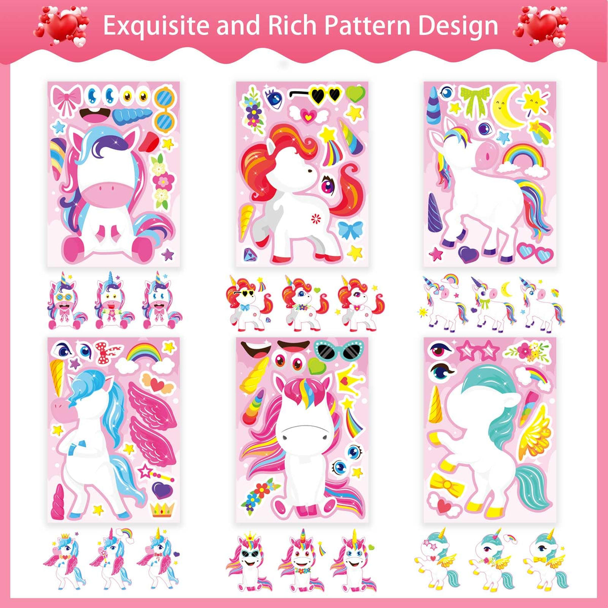 OTAITY 24 Sheets Unicorn Stickers for Kids – Face & Party Favors