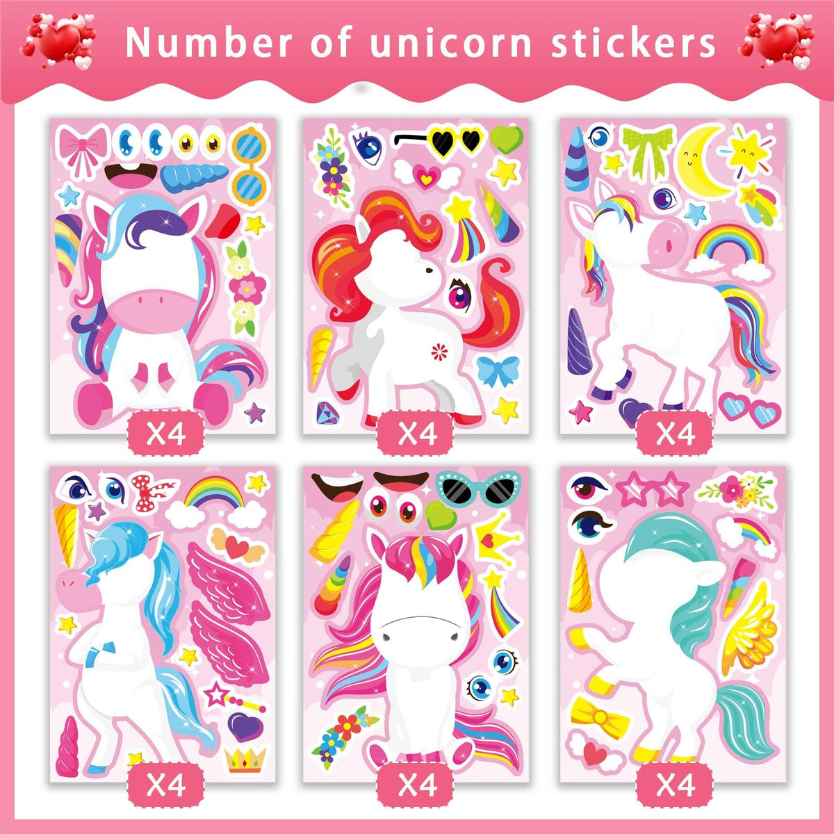 OTAITY 24 Sheets Unicorn Stickers for Kids – Face & Party Favors