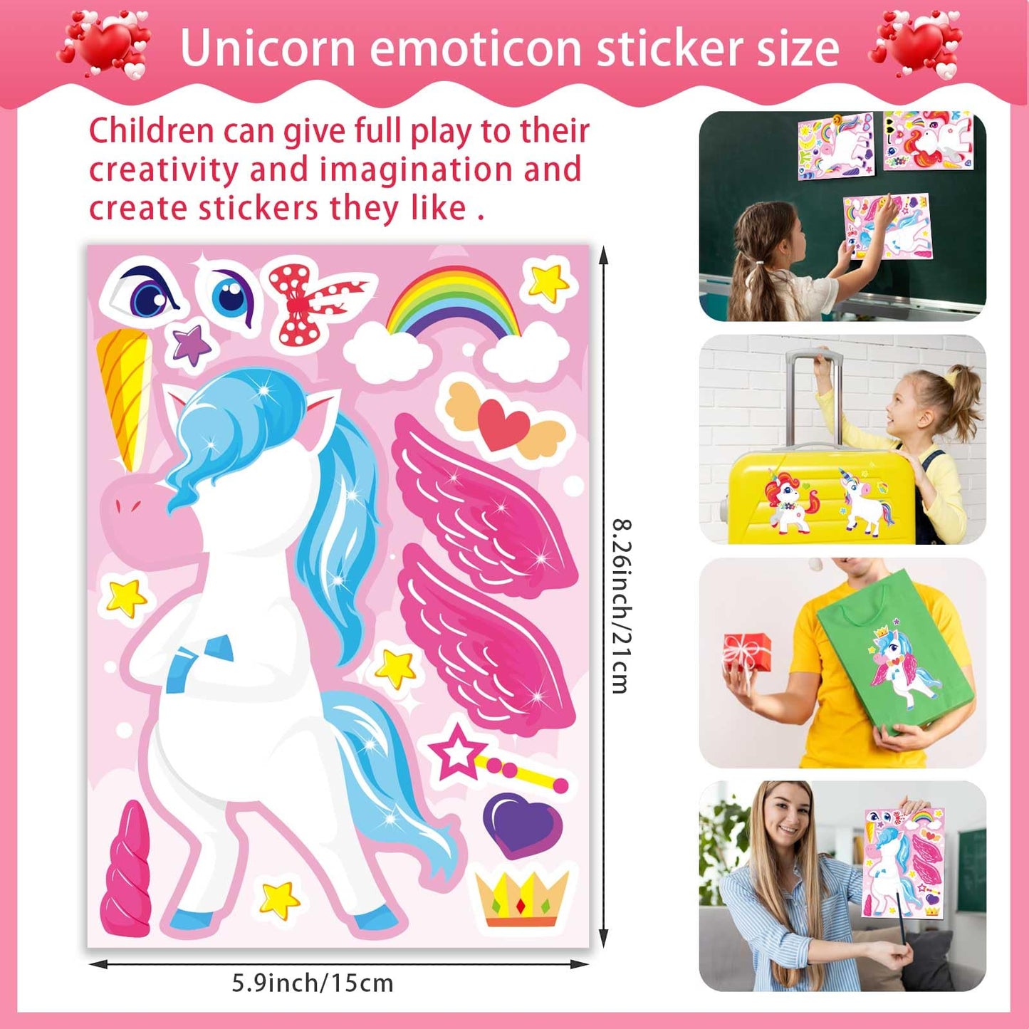 OTAITY 24 Sheets Unicorn Stickers for Kids – Face & Party Favors
