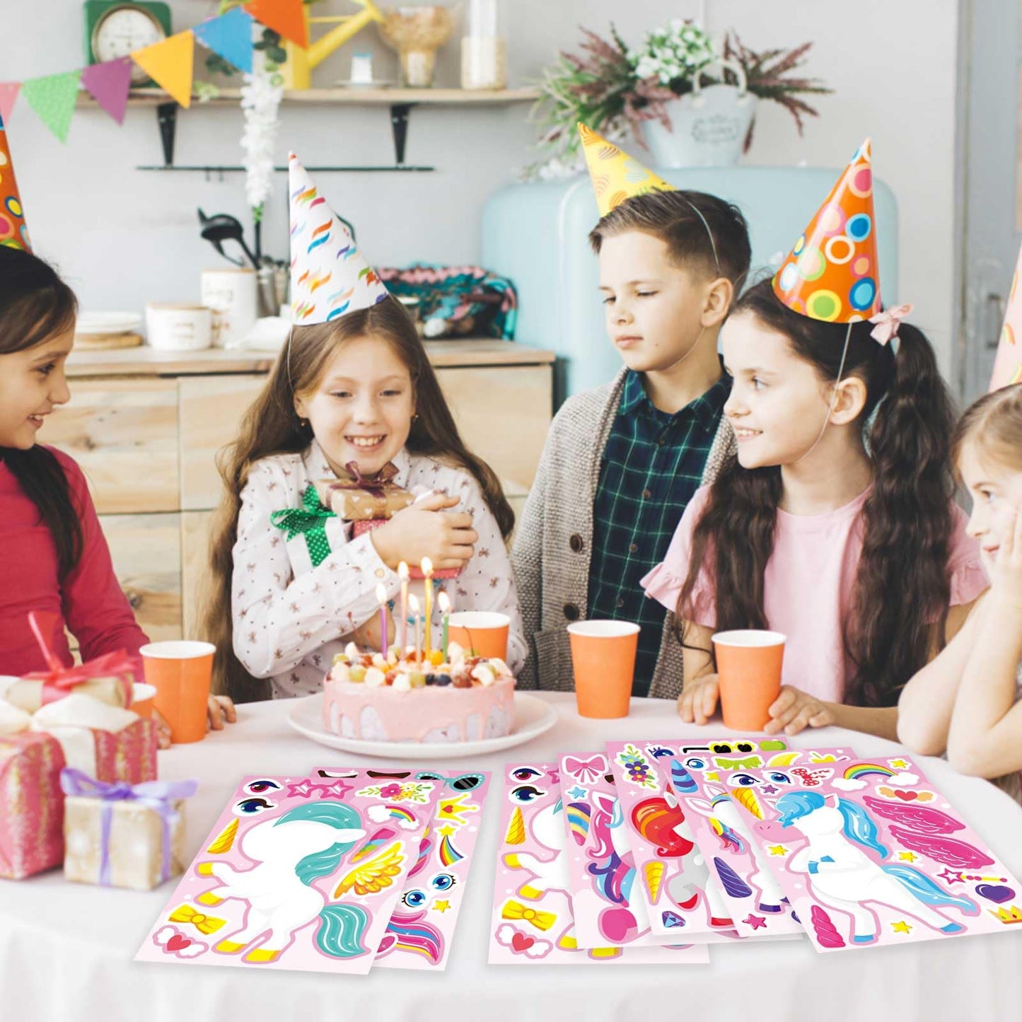 OTAITY 24 Sheets Unicorn Stickers for Kids – Face & Party Favors