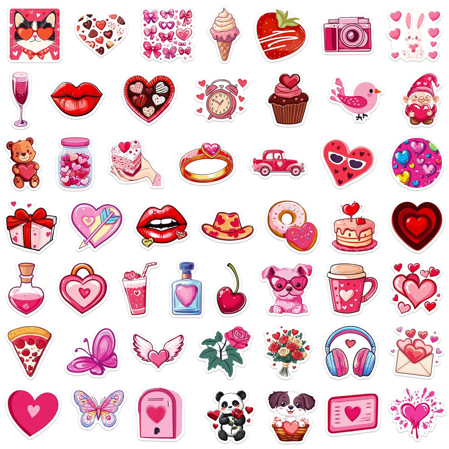 OTAITY 300 Pcs Valentine's Day Stickers - Waterproof Pink Heart Vinyl for Water Bottles, Laptops & Gifts