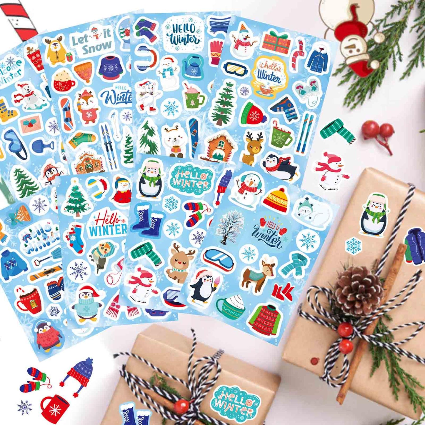 OTAITY 564 PCS Winter Stickers for Kids – Snowman, Penguin & Snowflake Holiday Sticker Set for Envelopes, Cards, Classroom Decor