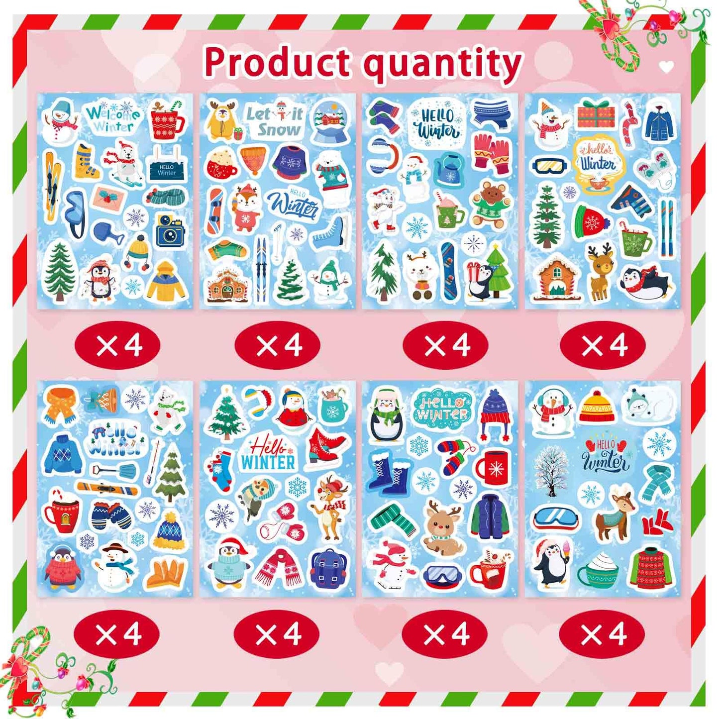 OTAITY 564 PCS Winter Stickers for Kids – Snowman, Penguin & Snowflake Holiday Sticker Set for Envelopes, Cards, Classroom Decor