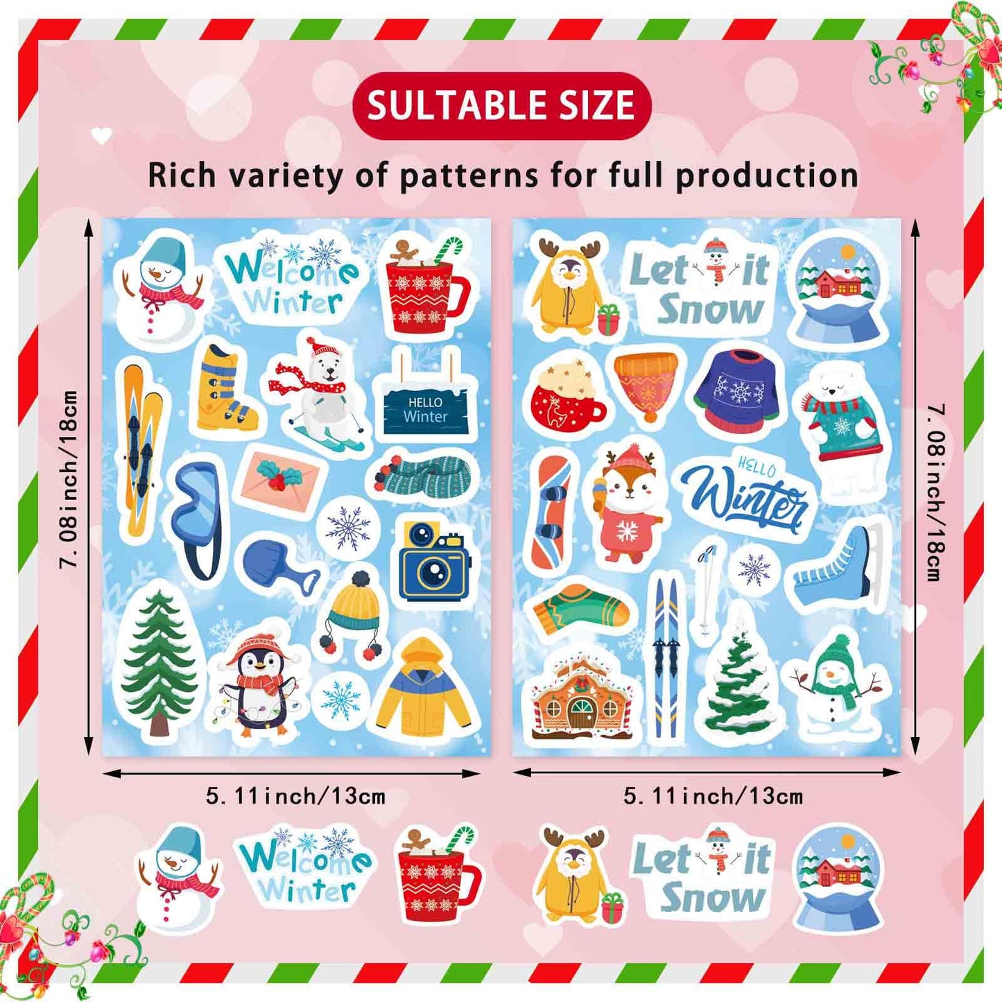 OTAITY 564 PCS Winter Stickers for Kids – Snowman, Penguin & Snowflake Holiday Sticker Set for Envelopes, Cards, Classroom Decor