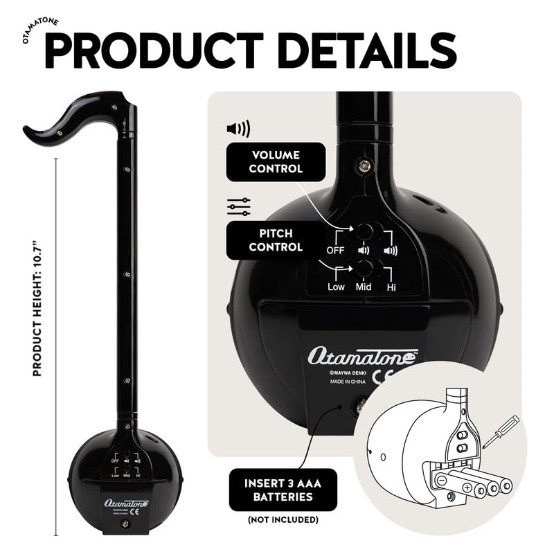 Otamatone Black Portable Electronic Musical Instrument – Award-Winning Japanese Synth from Maywa Denki