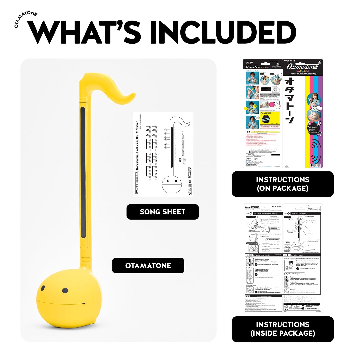 Otamatone Classic Yellow – English Edition | Portable Japanese Electronic Instrument