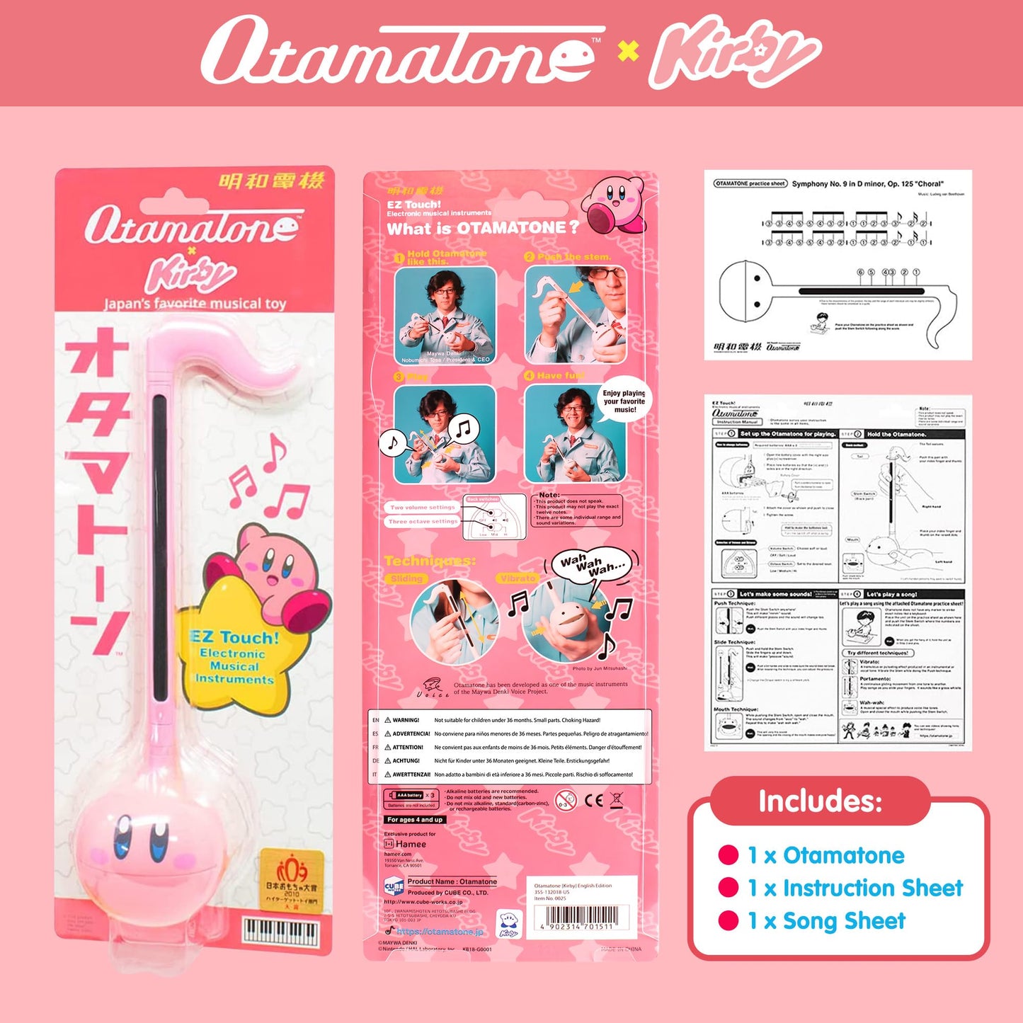 Otamatone Kirby Pink Star Hero – Portable Japanese Musical Instrument by Maywa Denki