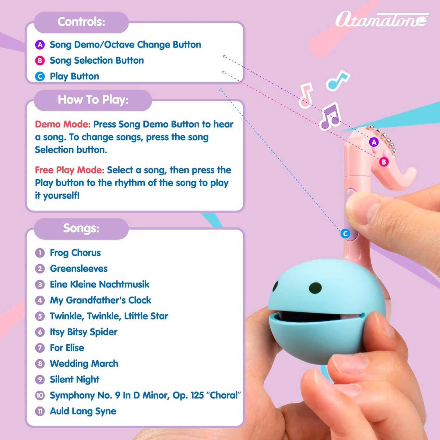 Otamatone Melody Series Mini - Japanese Electronic Instrument with 11 Built-In Songs (Unicorn Edition)