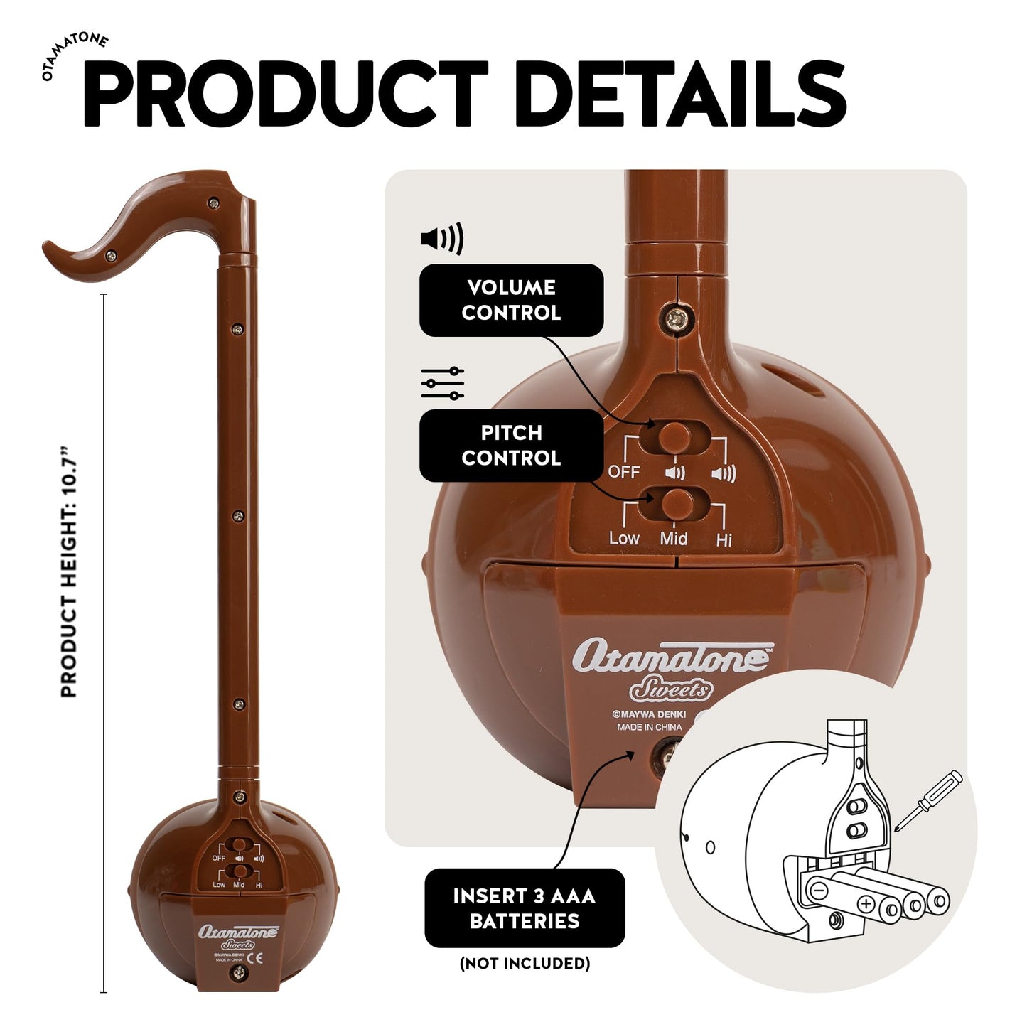 Otamatone Sweets Edition – Portable Japanese Electronic Musical Instrument (Chocolate)