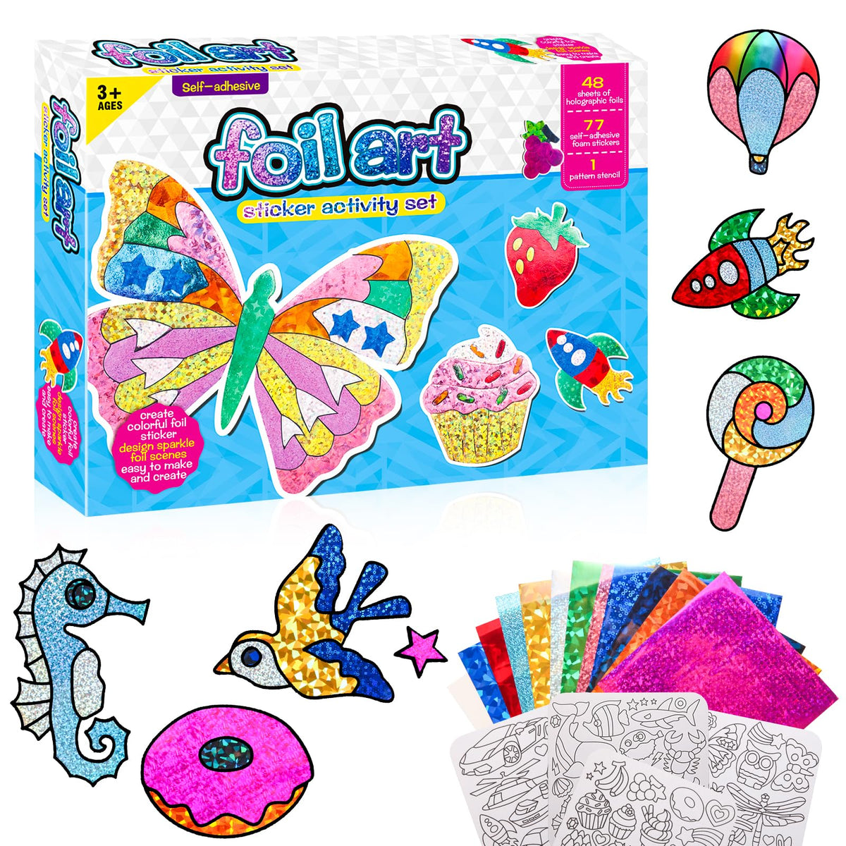 OTAOD Foil Art Kit for Kids | Mess-Free Foil Craft with Foam Stickers & Sheets