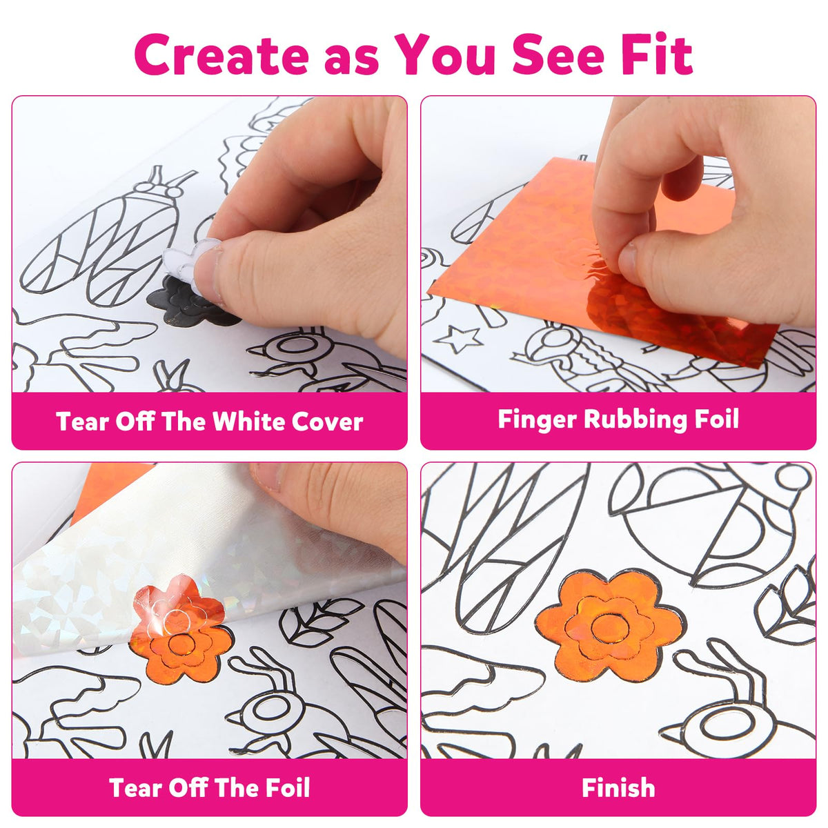 OTAOD Foil Art Kit for Kids | Mess-Free Foil Craft with Foam Stickers & Sheets