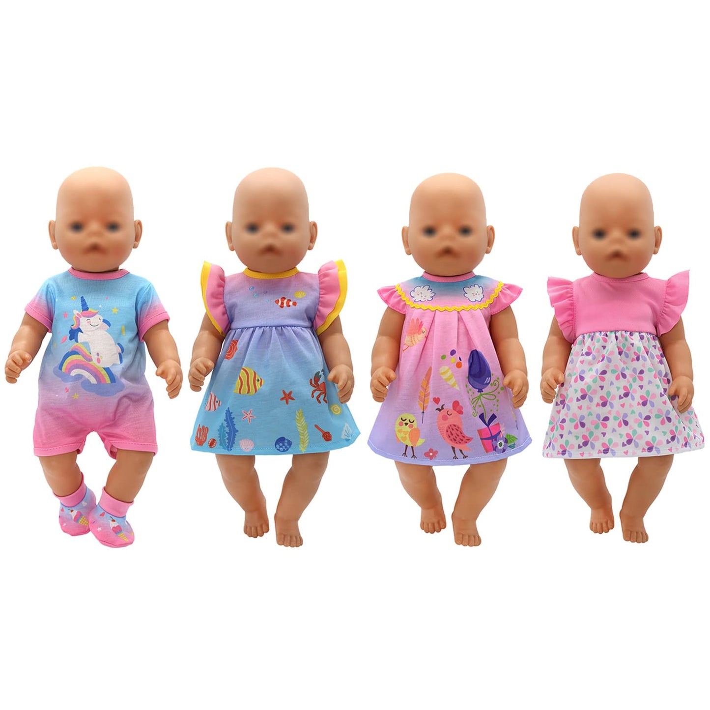OTMOON 4 Pack Doll Clothes for 13-16 Inch Dolls – Dress Sets