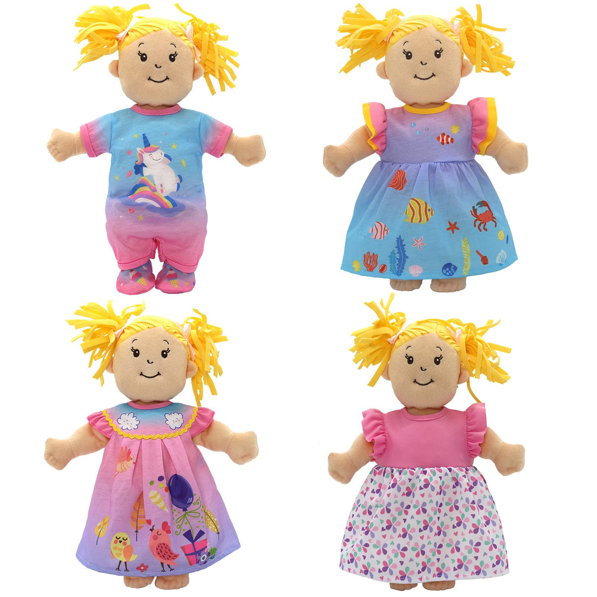 OTMOON 4 Pack Doll Clothes for 13-16 Inch Dolls – Dress Sets