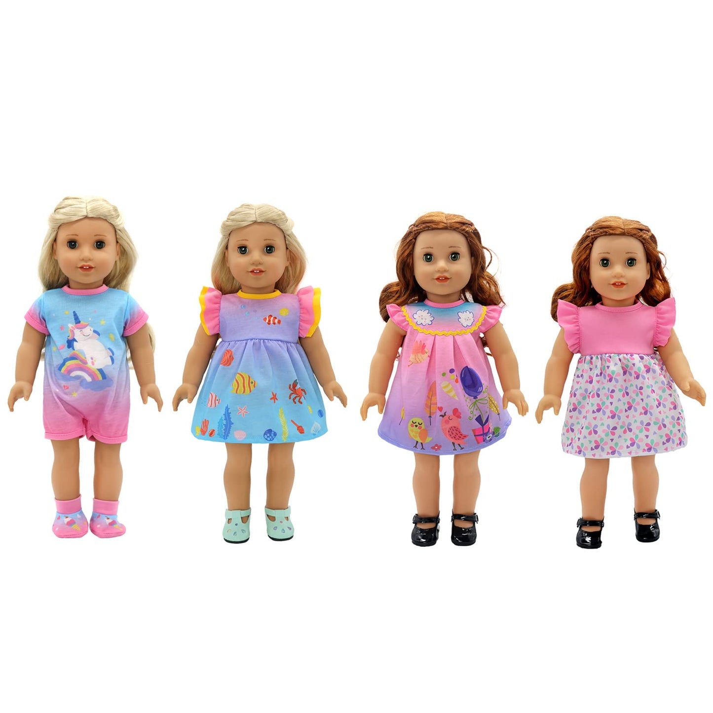 OTMOON 4 Pack Doll Clothes for 13-16 Inch Dolls – Dress Sets
