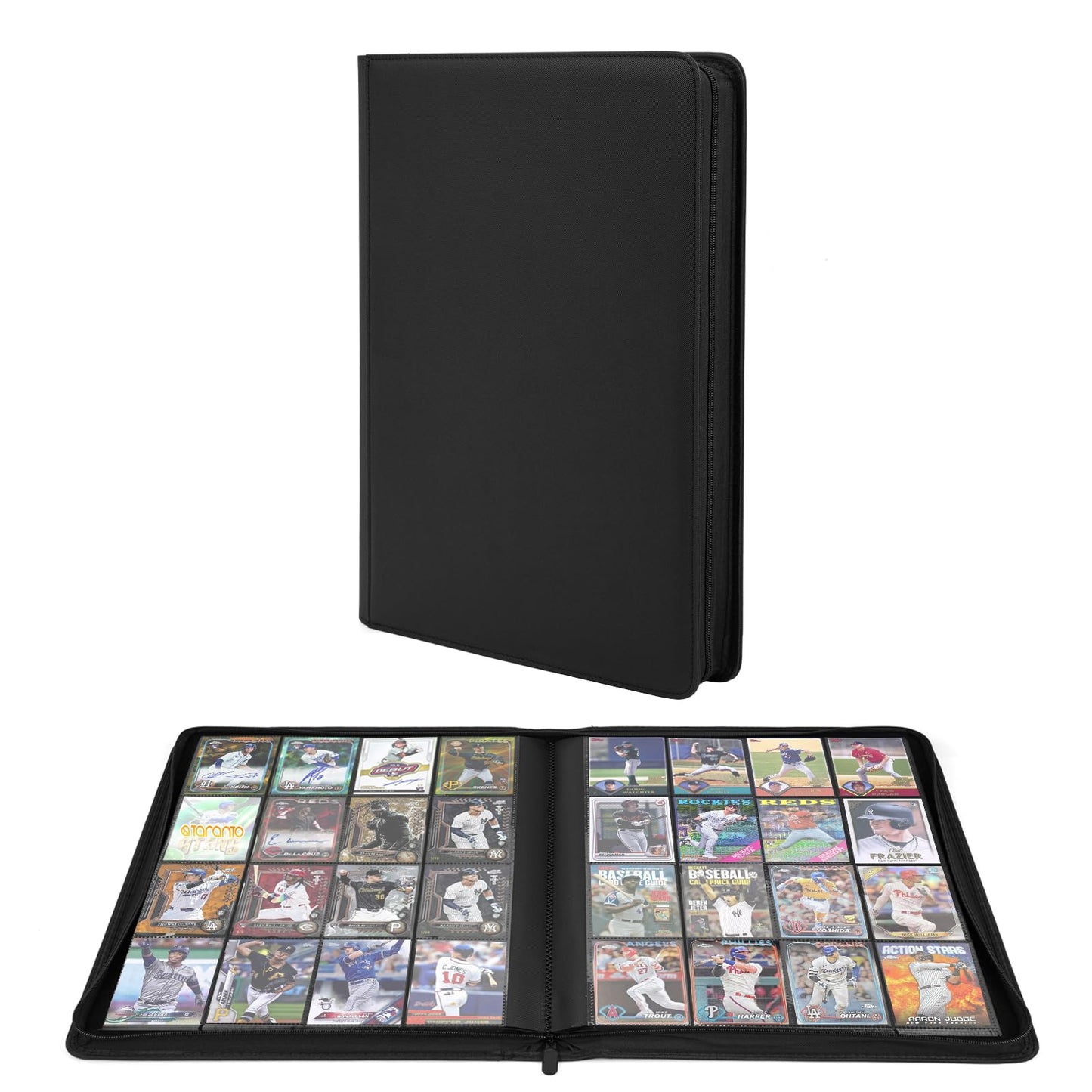 OTMOTMO Premium 1000+ Pockets Trading Card Binder – 16-Pocket Side-Loading Album (Black2)