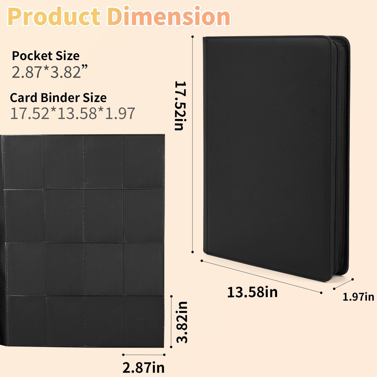 OTMOTMO Premium 1000+ Pockets Trading Card Binder – 16-Pocket Side-Loading Album (Black2)