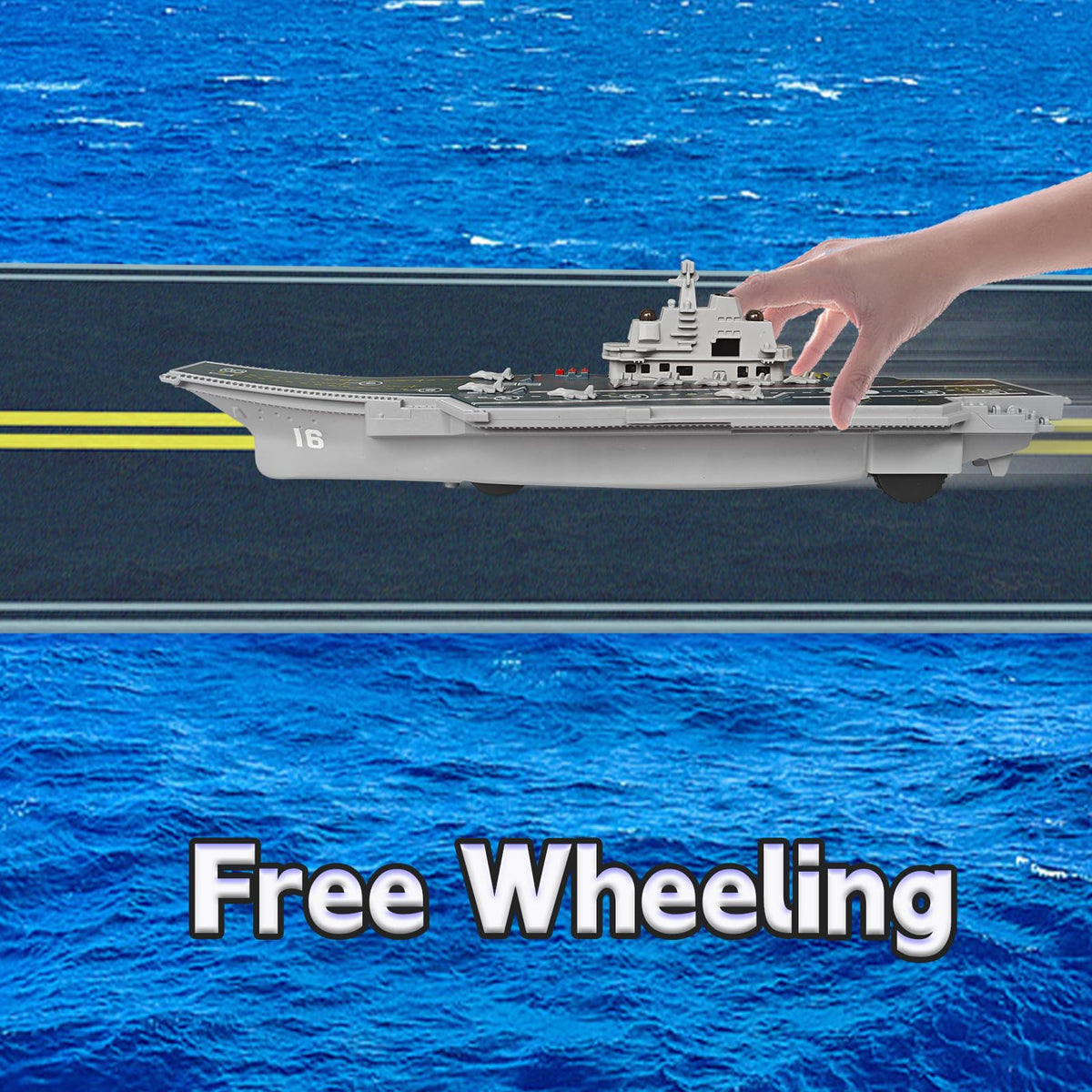 OTONOPI Aircraft Carrier Toy with Lights & Sounds – Pull-Back Warship