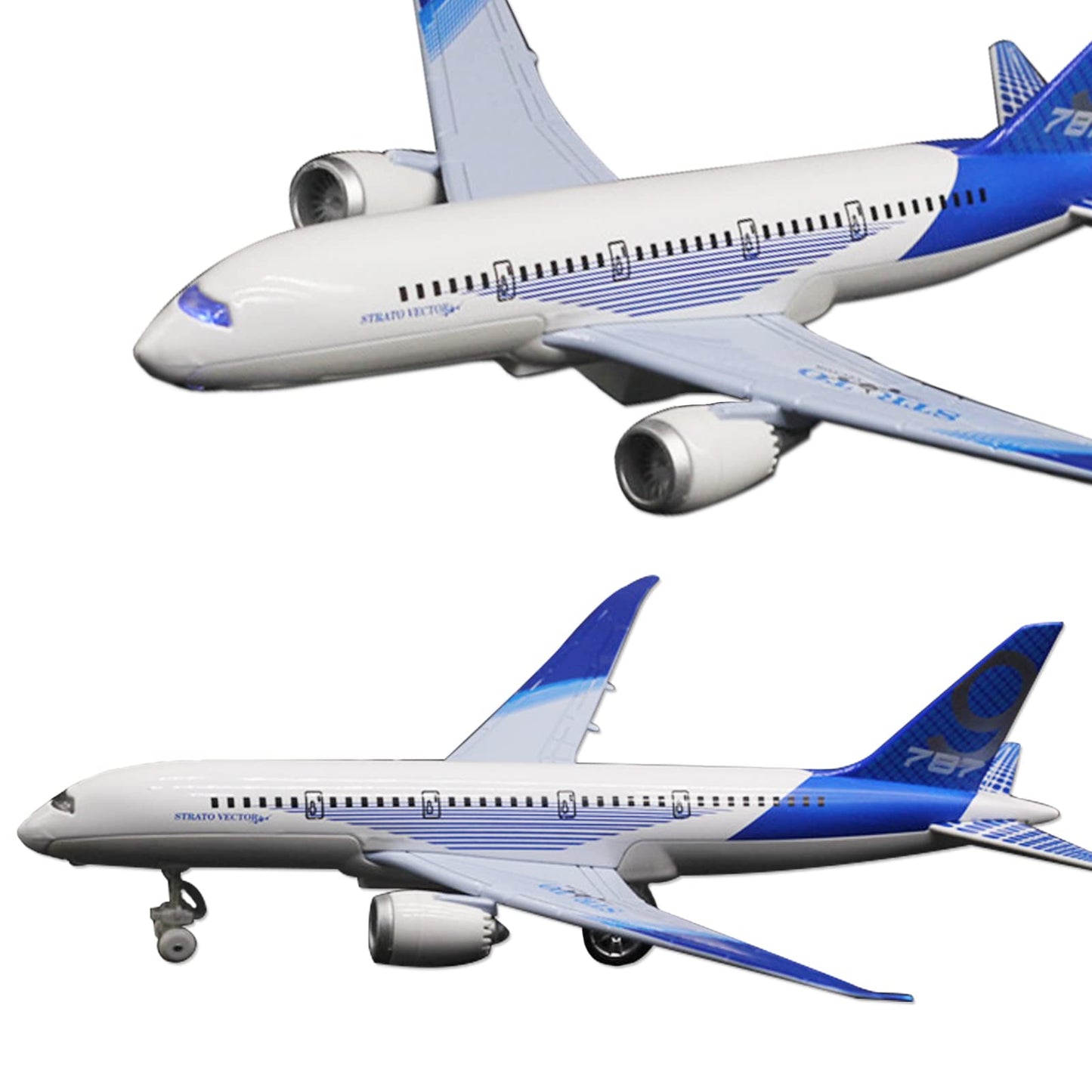 OTONOPI Airplane Toys: Bump‑and‑Go Die‑Cast 787 Blue Model Plane with Lights & Sounds