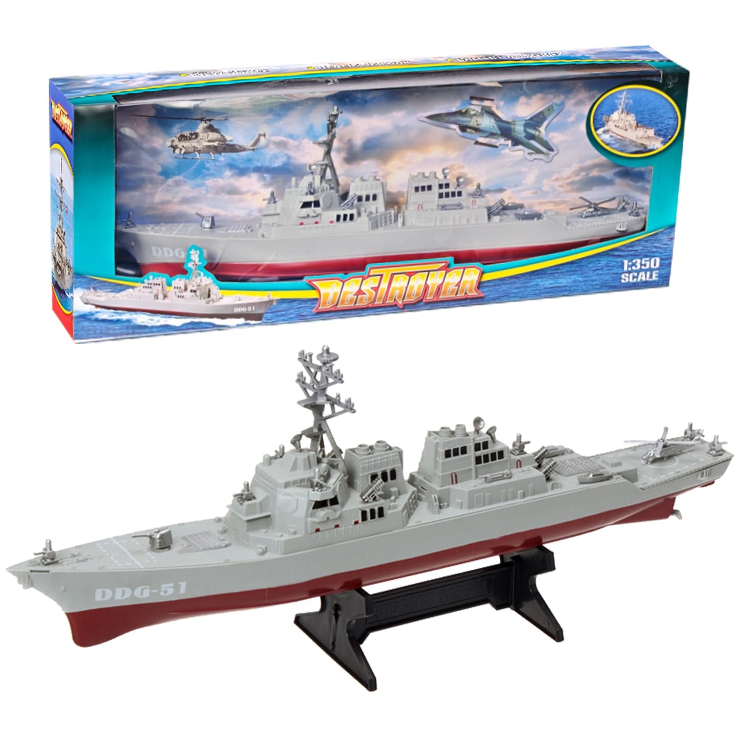 OTONOPI 17 Inch Battleship Toy — 1:350 Scale USS Arleigh Burke DDG 51 Model with Display Stand