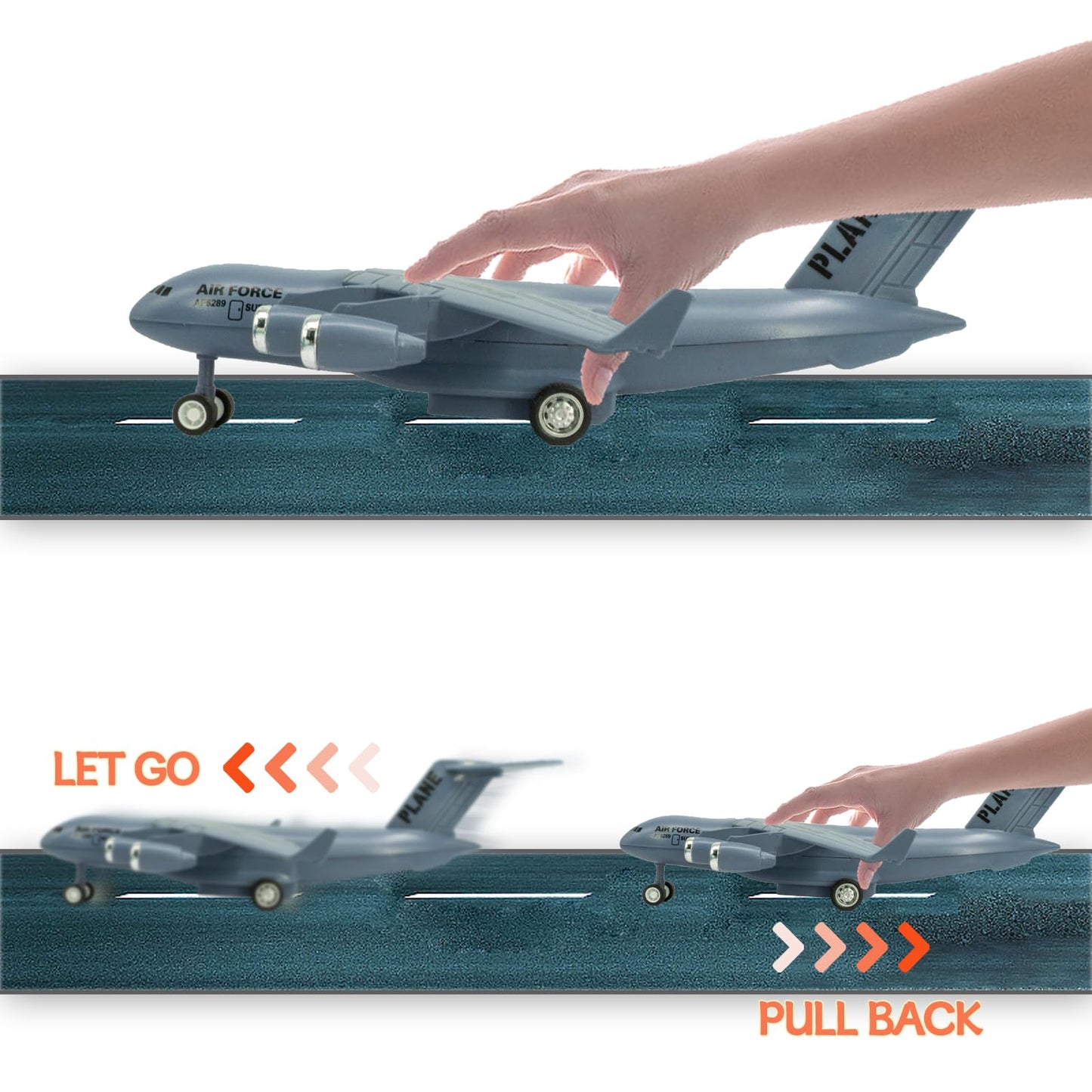 OTONOPI 8.3-Inch Diecast C-17 Plane Toy with Pull-Back, Lights & Sounds – Army Man Pack