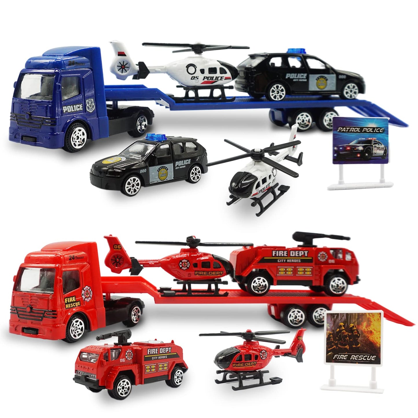 OTONOPI Push & Go Rescue Playset – 6 Diecast Emergency Vehicles