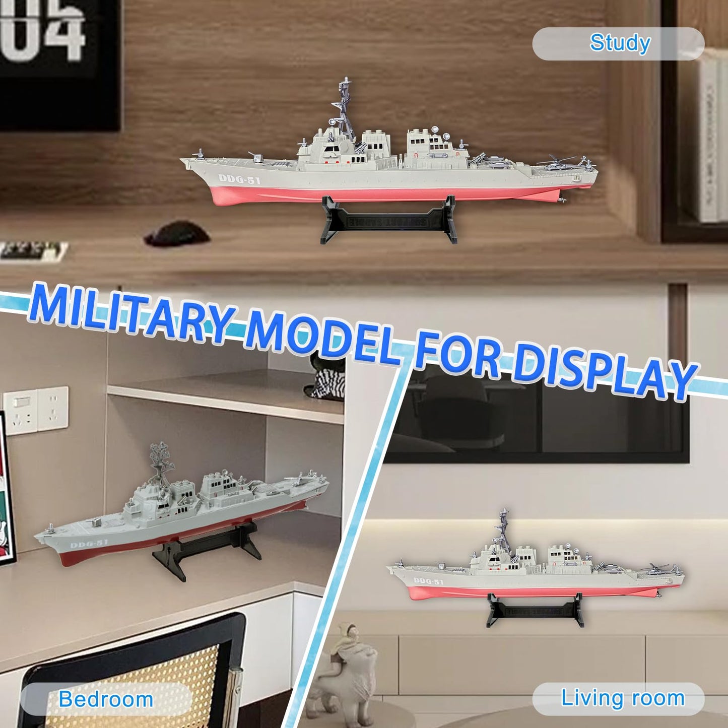 OTONOPI 17 Inch Battleship Toy — 1:350 Scale USS Arleigh Burke DDG 51 Model with Display Stand