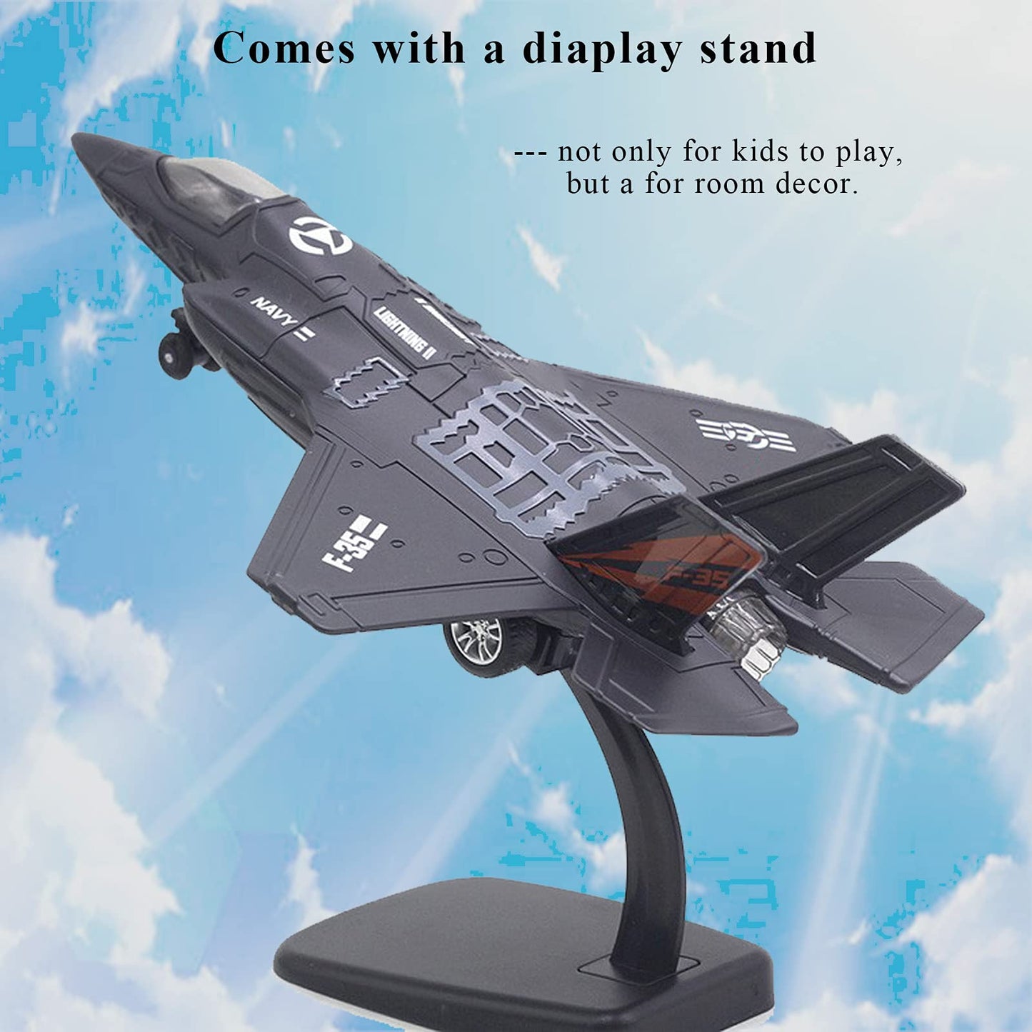 OTONOPI F-35 Fighter Jet Diecast Model – Pull-Back, Lights & Sounds