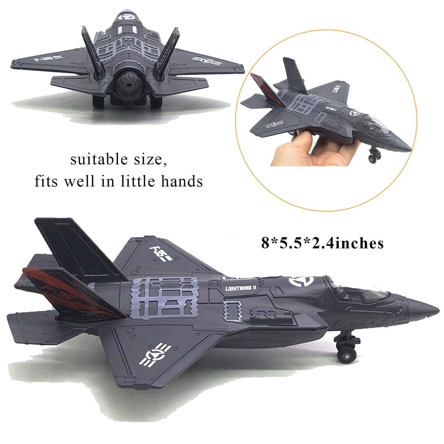OTONOPI F-35 Fighter Jet Diecast Model – Pull-Back, Lights & Sounds