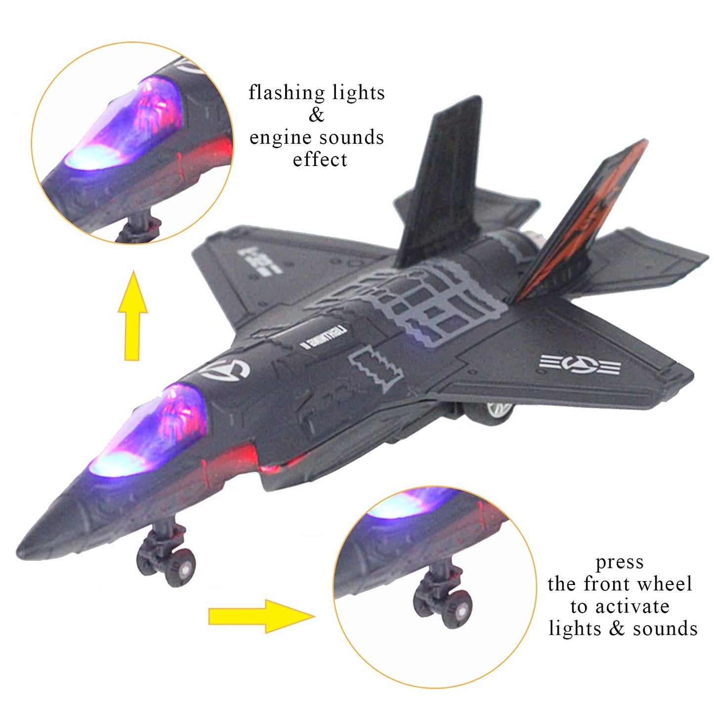 OTONOPI F-35 Fighter Jet Diecast Model – Pull-Back, Lights & Sounds