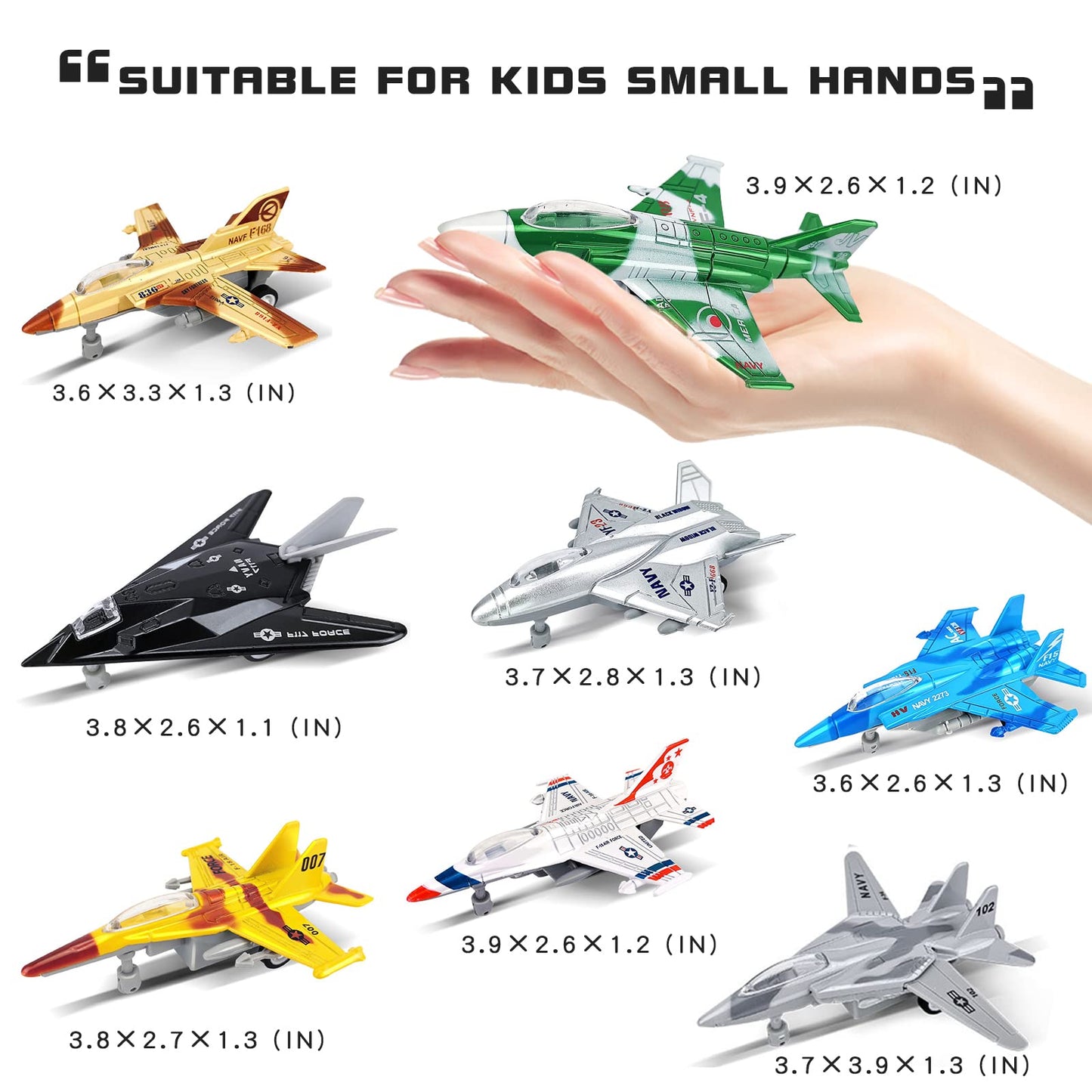 OTONOPI 8-in-1 Fighter Jet Die-Cast Airplane Toy Set with Lights & Sounds