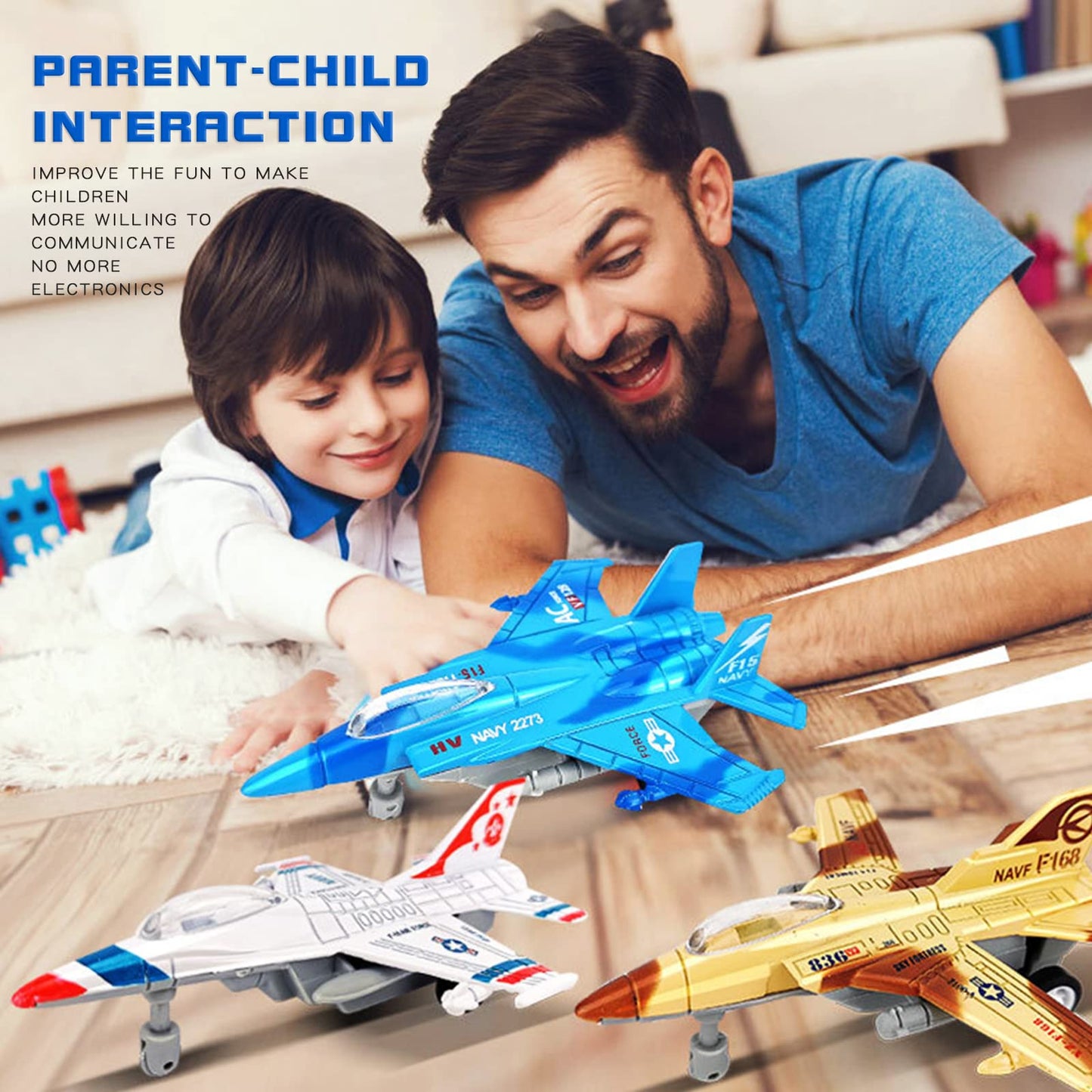 OTONOPI 8-in-1 Fighter Jet Die-Cast Airplane Toy Set with Lights & Sounds