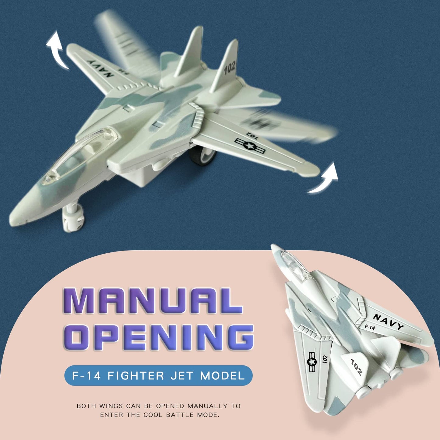 OTONOPI 8-in-1 Fighter Jet Die-Cast Airplane Toy Set with Lights & Sounds