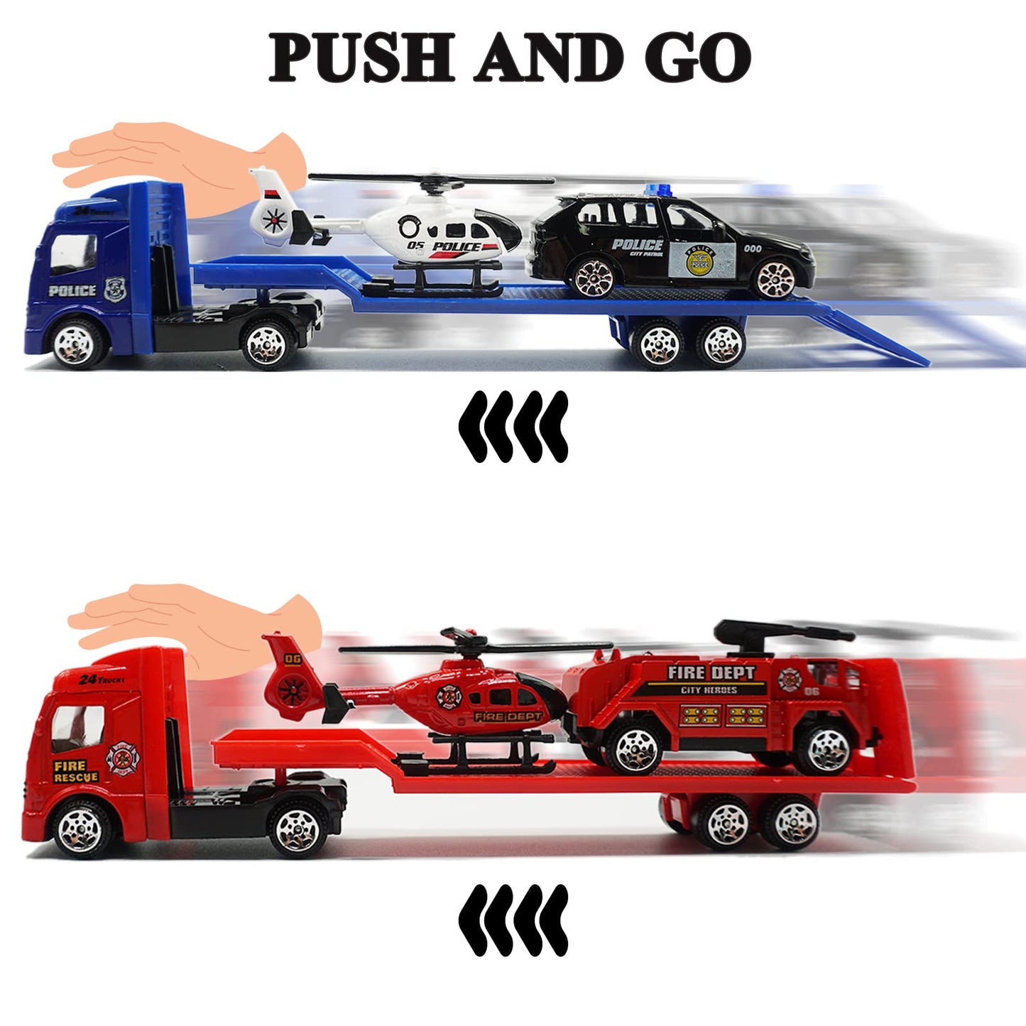 OTONOPI Push & Go Rescue Playset – 6 Diecast Emergency Vehicles