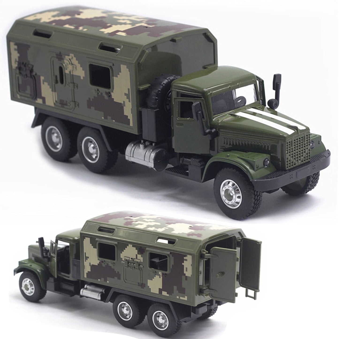OTONOPI Military Die-Cast Truck — Pull-Back Armored Vehicle with Lights & Sounds for Kids