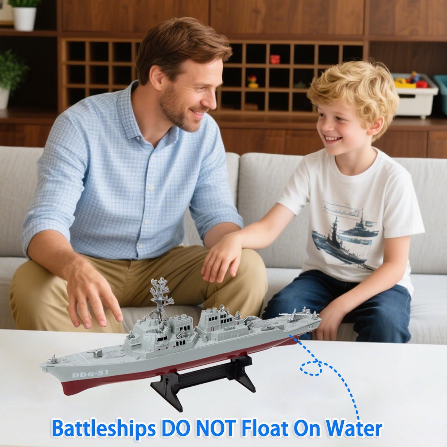 OTONOPI 17 Inch Battleship Toy — 1:350 Scale USS Arleigh Burke DDG 51 Model with Display Stand