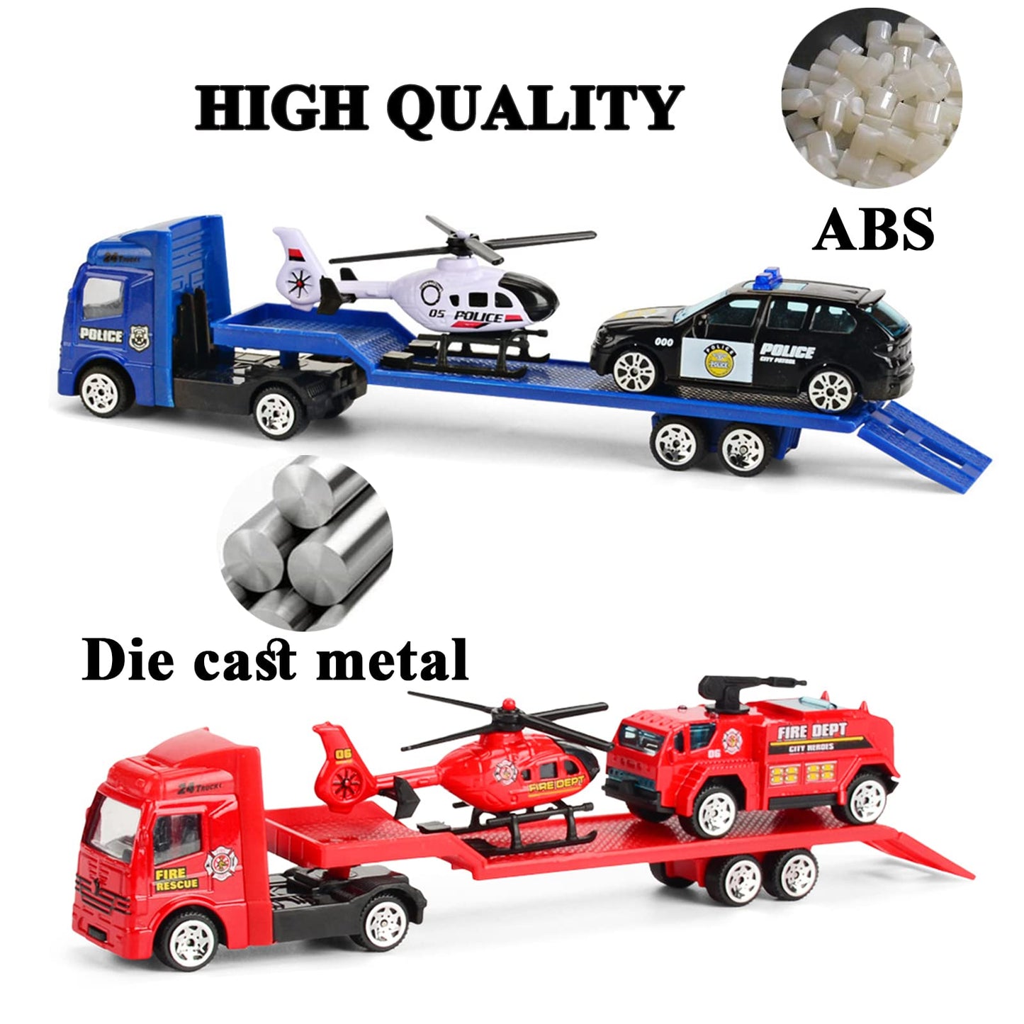 OTONOPI Push & Go Rescue Playset – 6 Diecast Emergency Vehicles