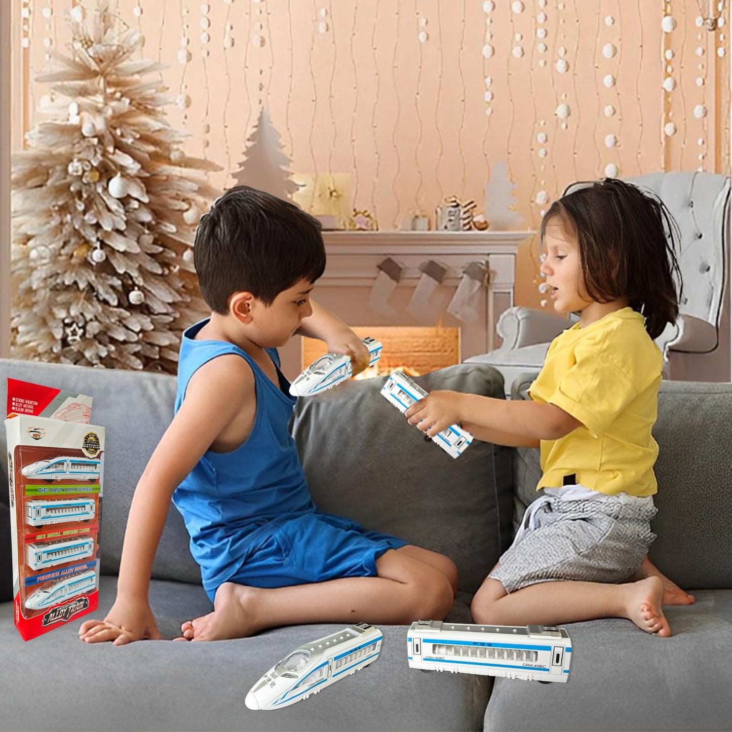 OTONOPI Toy Train Set – Die-Cast Bullet Trains with Magnetic Connectors (4-Pack)