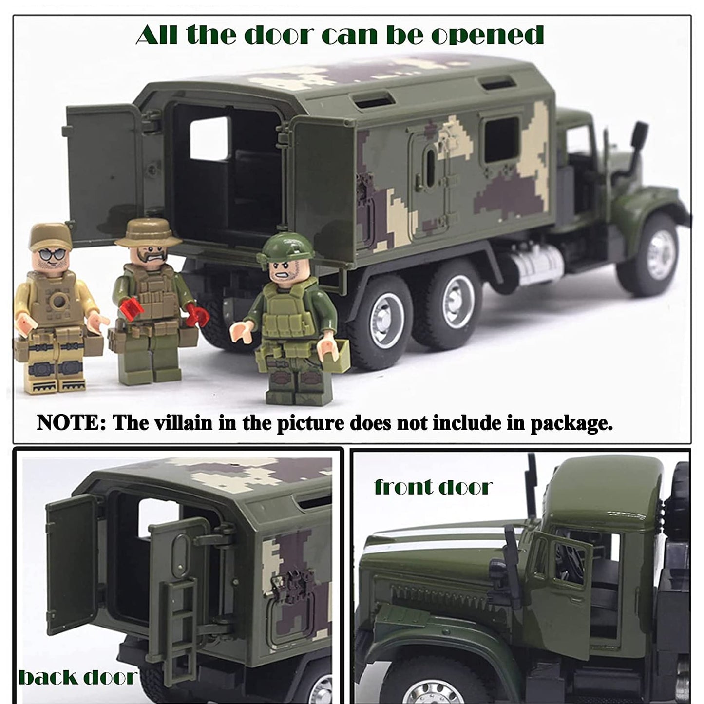 OTONOPI Military Die-Cast Truck — Pull-Back Armored Vehicle with Lights & Sounds for Kids