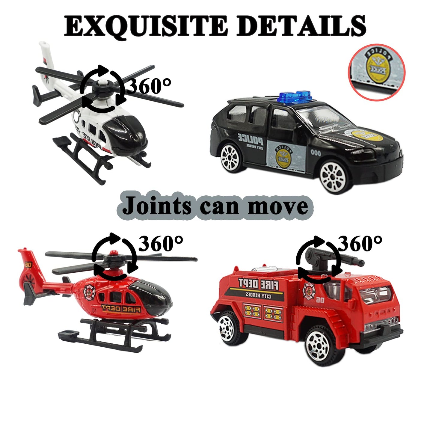 OTONOPI Push & Go Rescue Playset – 6 Diecast Emergency Vehicles