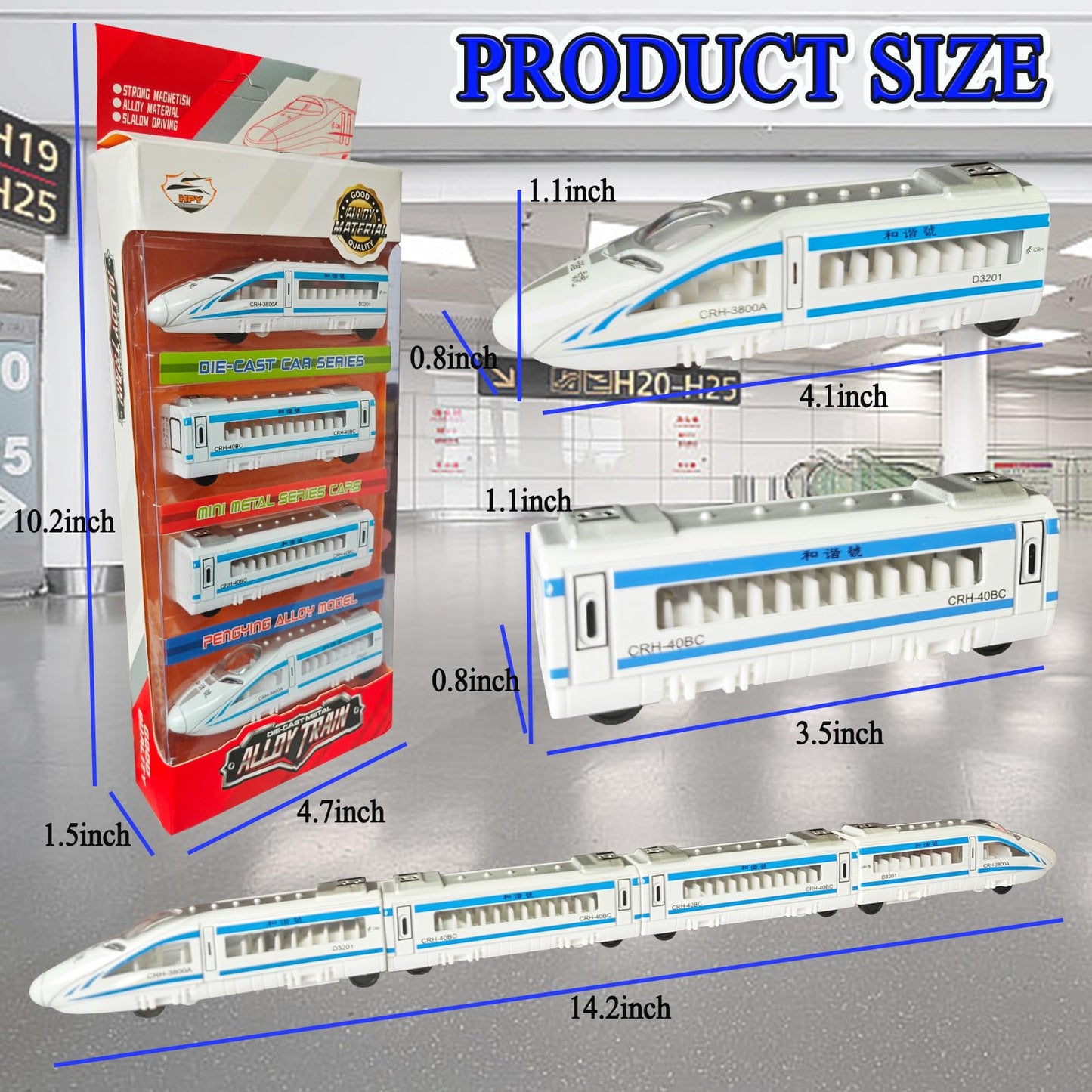 OTONOPI Toy Train Set – Die-Cast Bullet Trains with Magnetic Connectors (4-Pack)