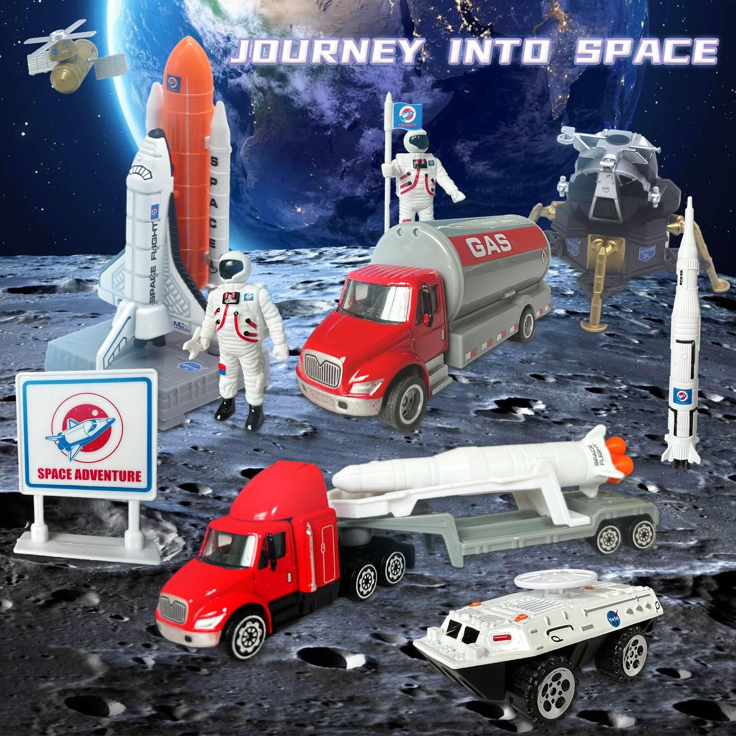OTONOPI Space Shuttle Rocket Toys – 15-Piece Die-Cast STEM Kit for Kids 3-9