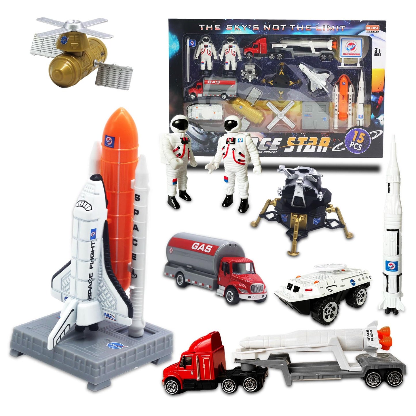 OTONOPI Space Shuttle Rocket Toys – 15-Piece Die-Cast STEM Kit for Kids 3-9