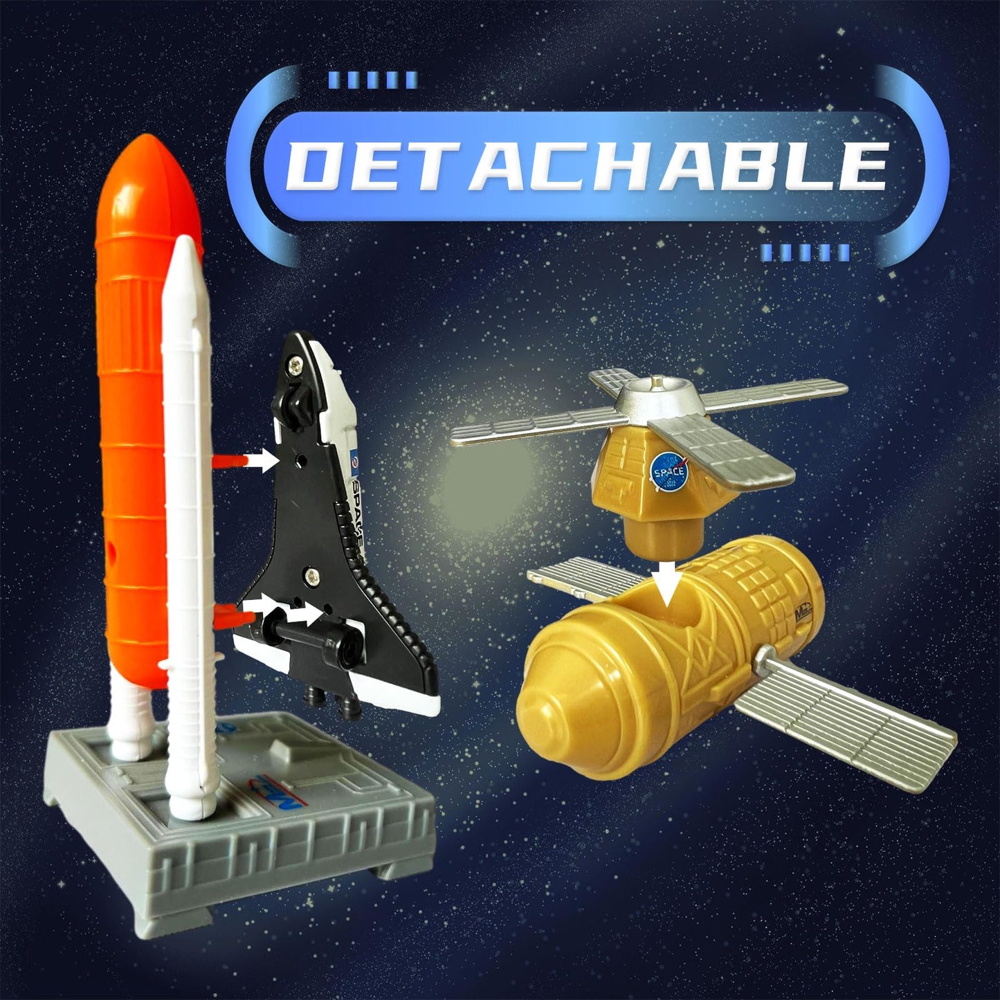 OTONOPI Space Shuttle Rocket Toys – 15-Piece Die-Cast STEM Kit for Kids 3-9