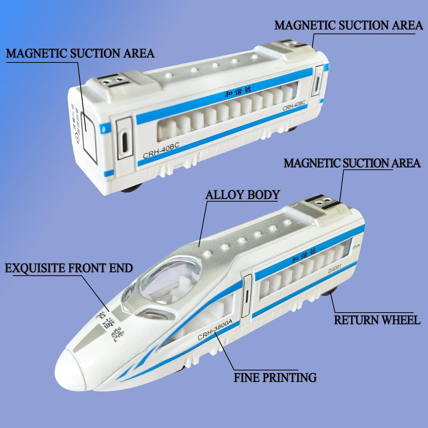 OTONOPI Toy Train Set – Die-Cast Bullet Trains with Magnetic Connectors (4-Pack)