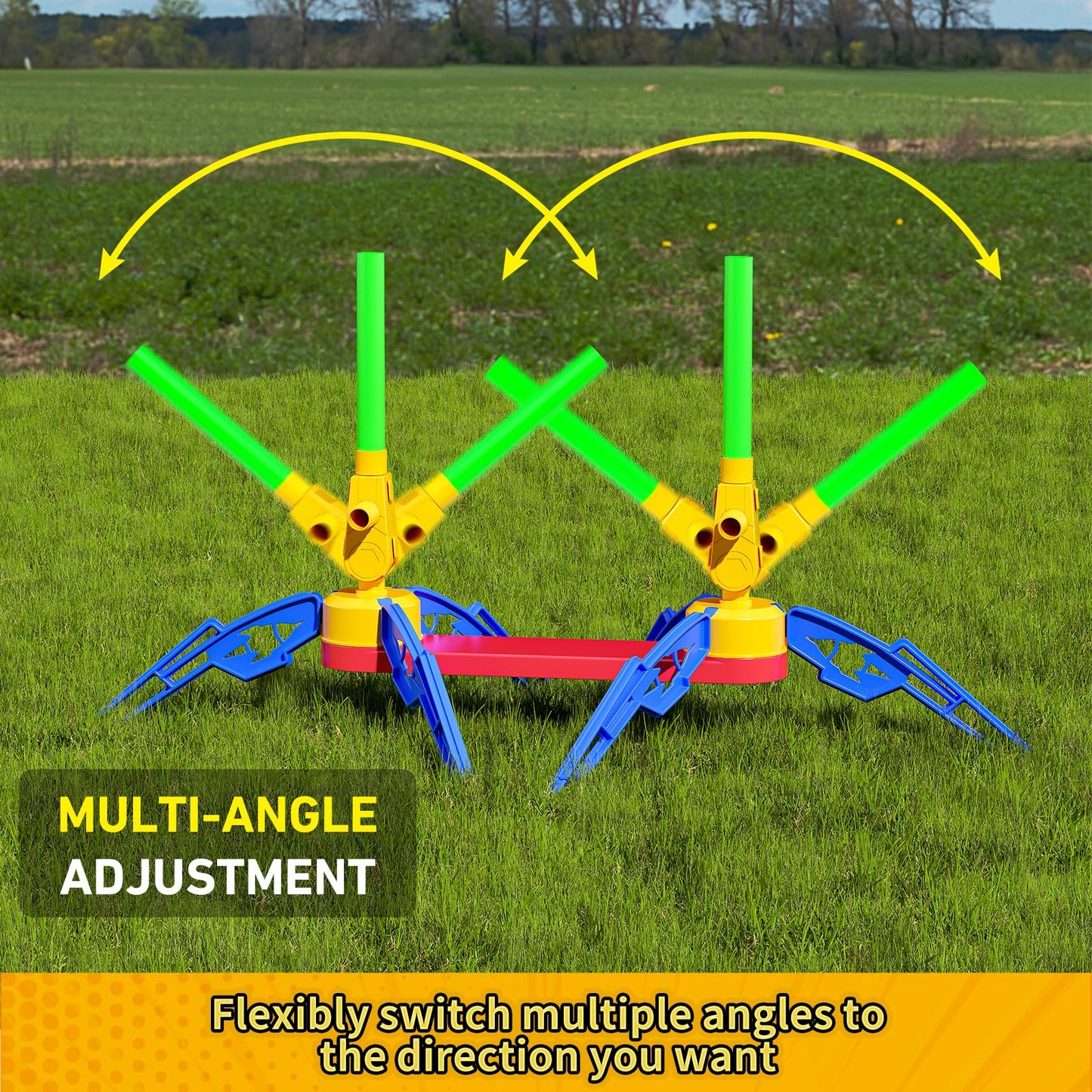 Otoseth Multi-Color Rocket Launcher Set for Kids – 10 Foam Rockets, 100 ft Reach
