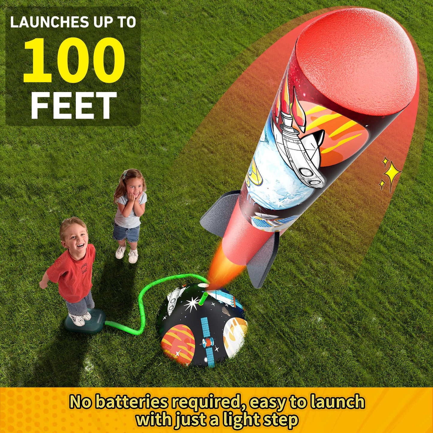 Otoseth Toys Rocket Launcher for Kids – Launch Up to 100 Ft, 8 Foam Rockets & Adjustable Stand